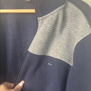 Michael Kors Navy and Gray Zip Up Sweater